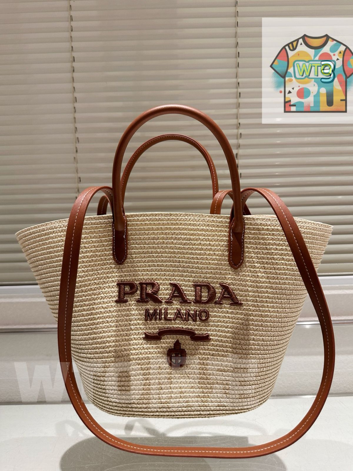 今日WTO】Prada プラダ 藪編みショッピングバッグ フライング