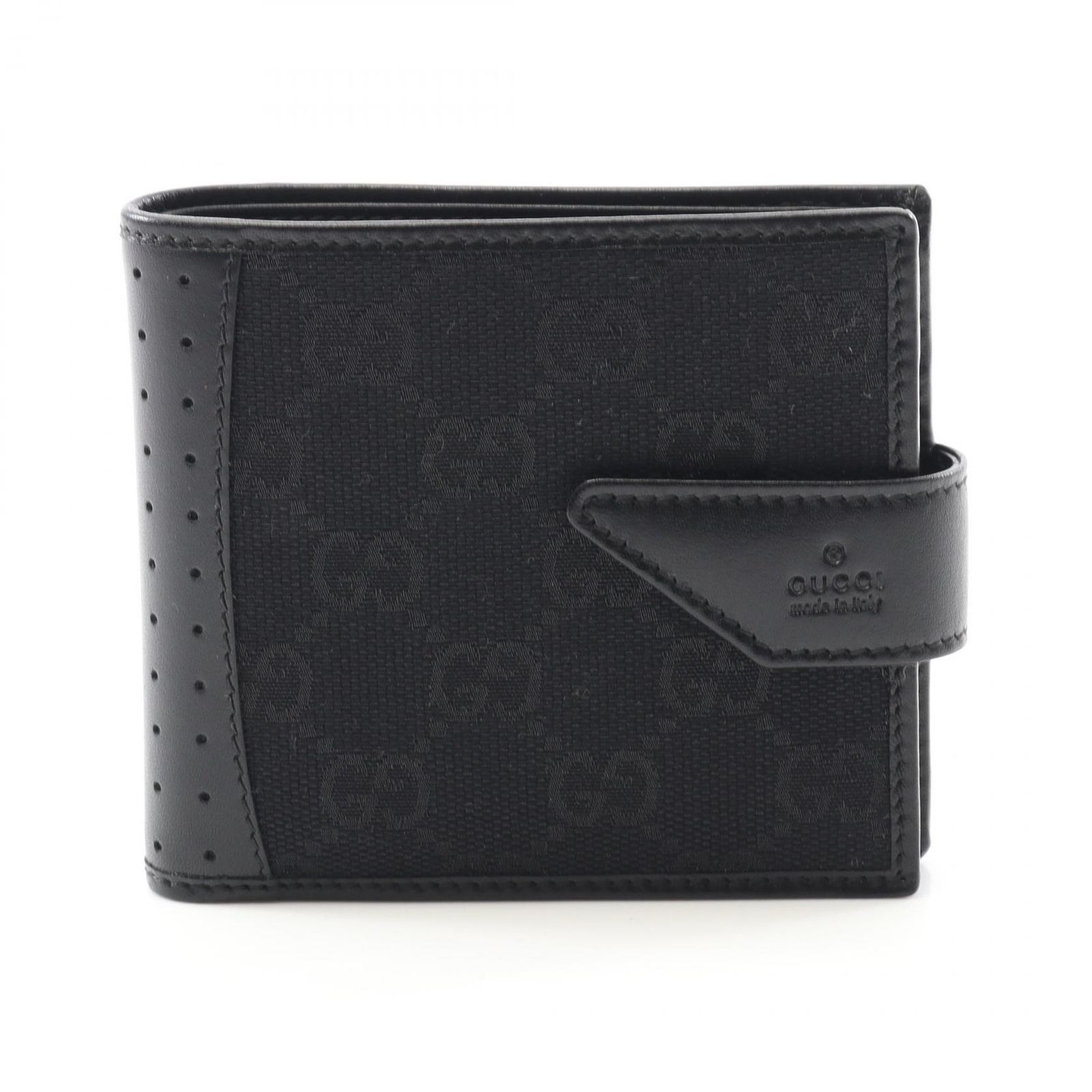 グッチ GUCCI 二つ折り財布 GGキャンバス 154458 ブラック キャンバス レザー 二つ折財布 メンズ Used A