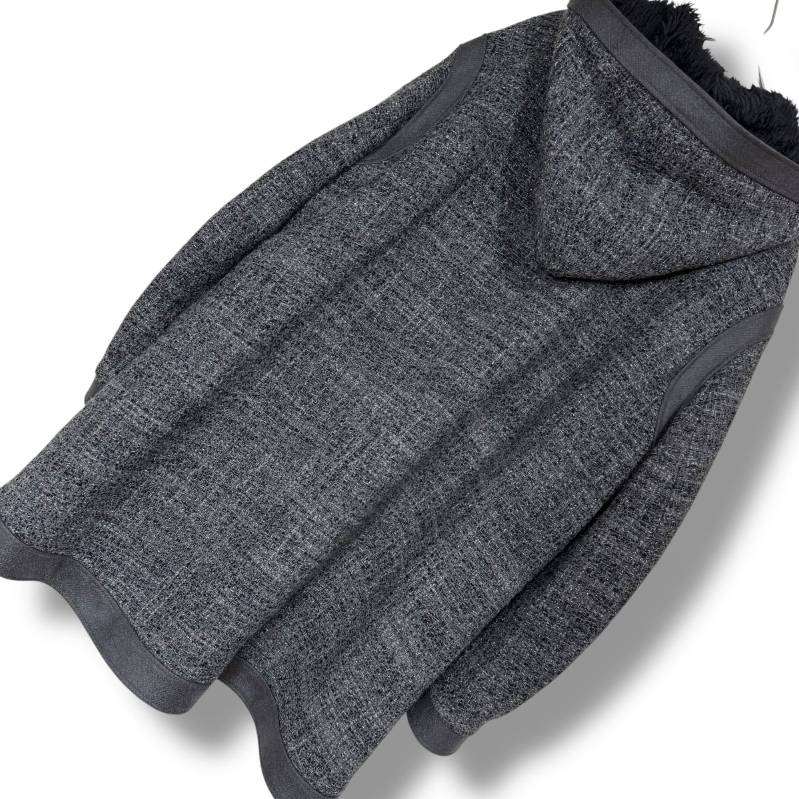 美品 THE RERACS キラキラツイード生地 ウール100%ブルゾン 裏ファー