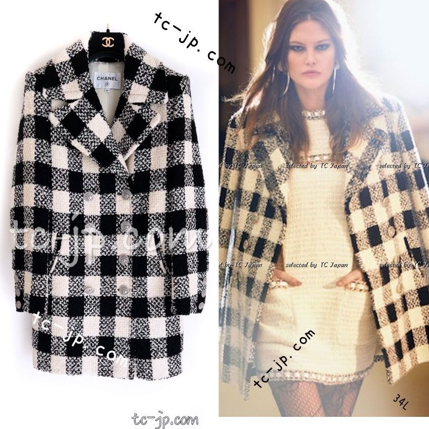95万 シャネル コート CHANEL アイボリー ブラック ウール 95万 シャネル コート CHANEL アイボリー ブラック ウール