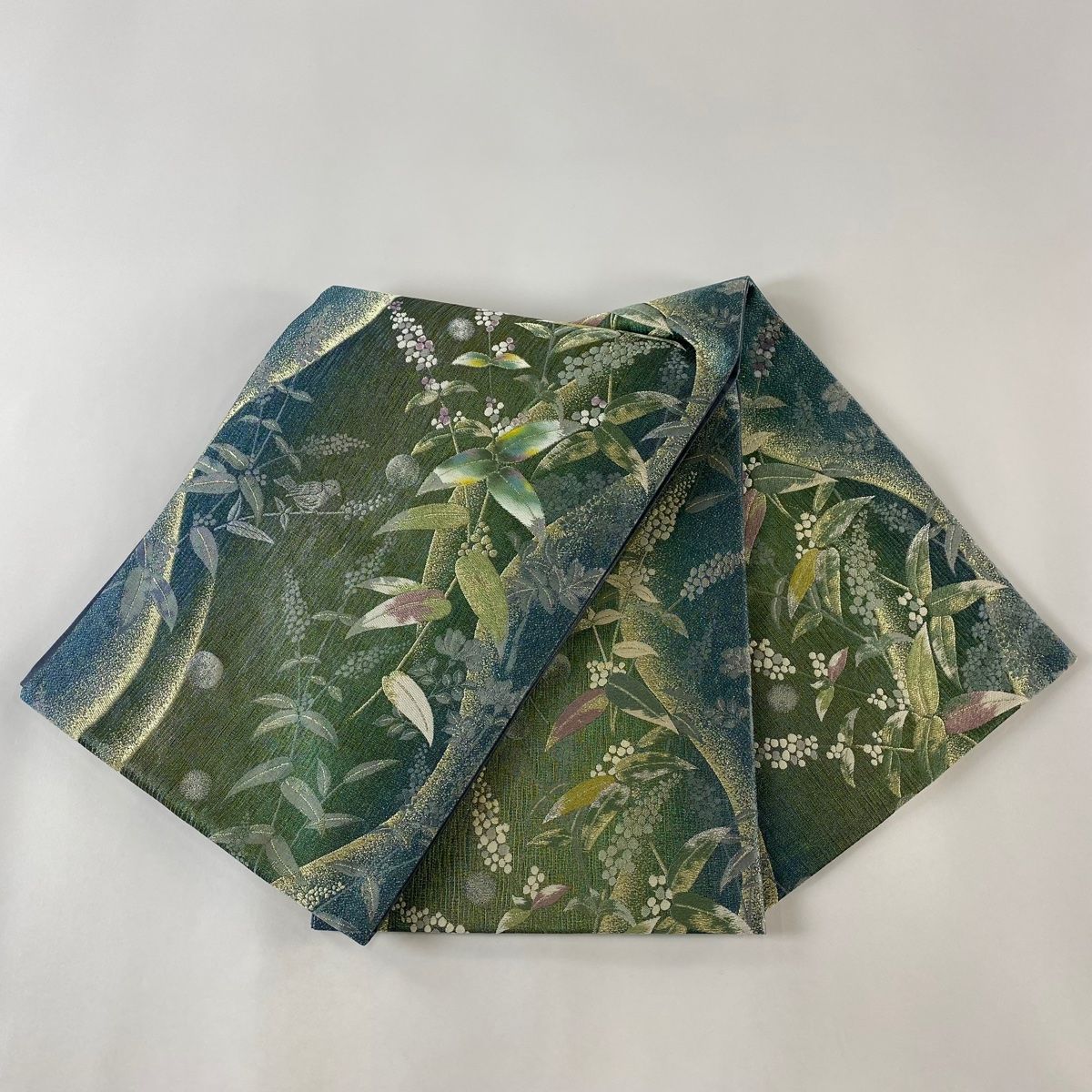 袋帯 美品 秀品 草花 金銀糸 箔 青緑 六通 正絹 【中古】 - メルカリ