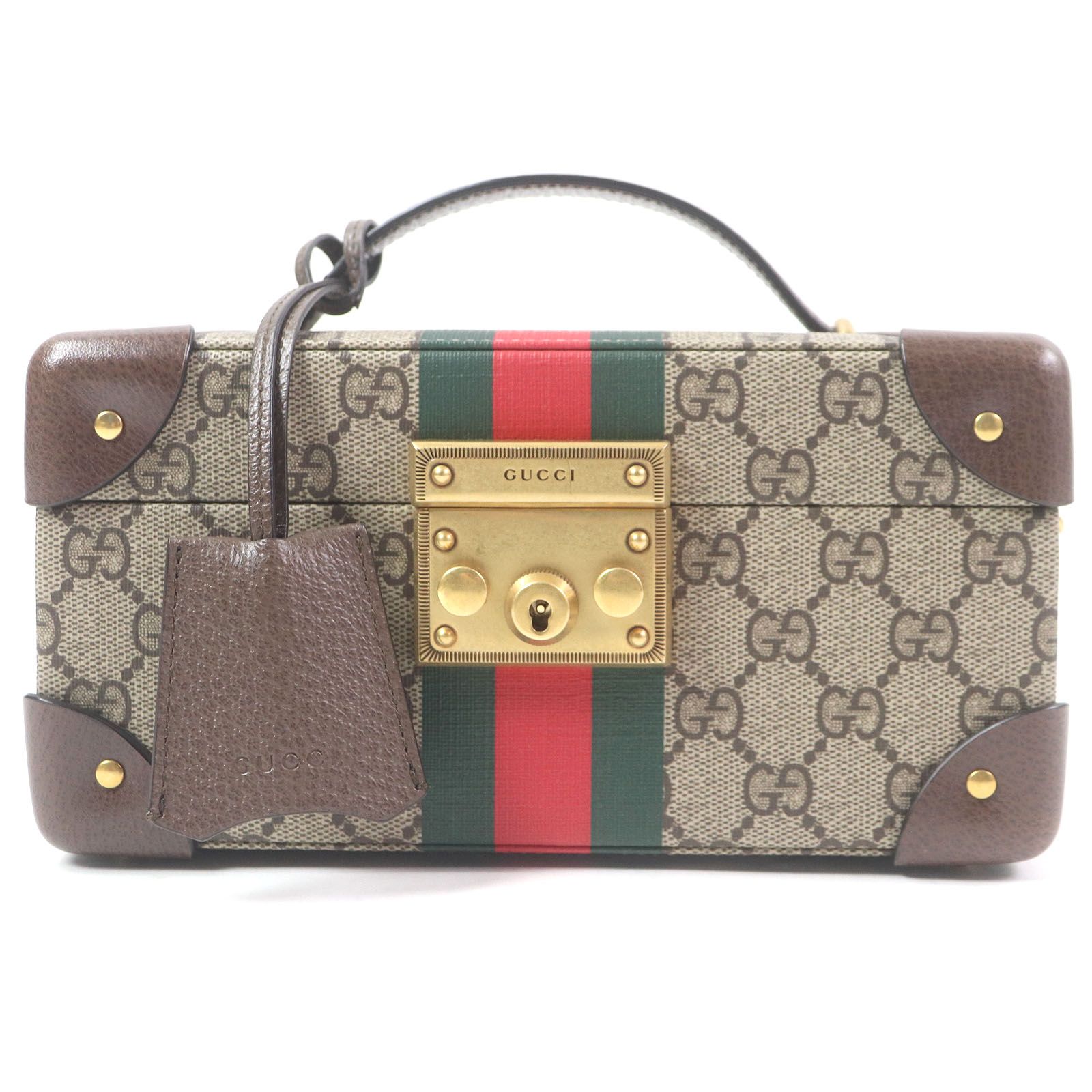□GUCCI グッチ 649581 Gucci Savoy GGスプリーム ウェブストライプ ウォッチケース 保存袋付き イタリア製 ブラウン メンズ 定価500 500円