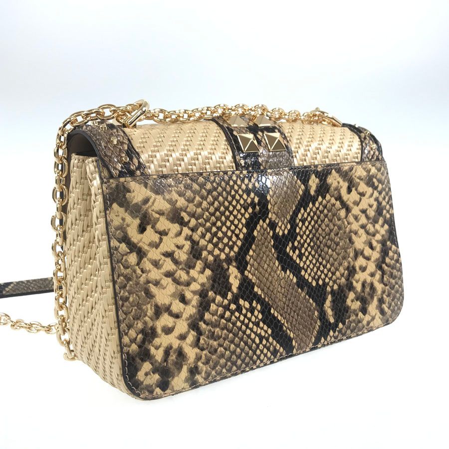 MICHAEL KORS ラフィア スタッズチェーンショルダーバッグ パイソン MICHAEL KORS ラフィア スタッズチェーンショルダーバッグ パイソン