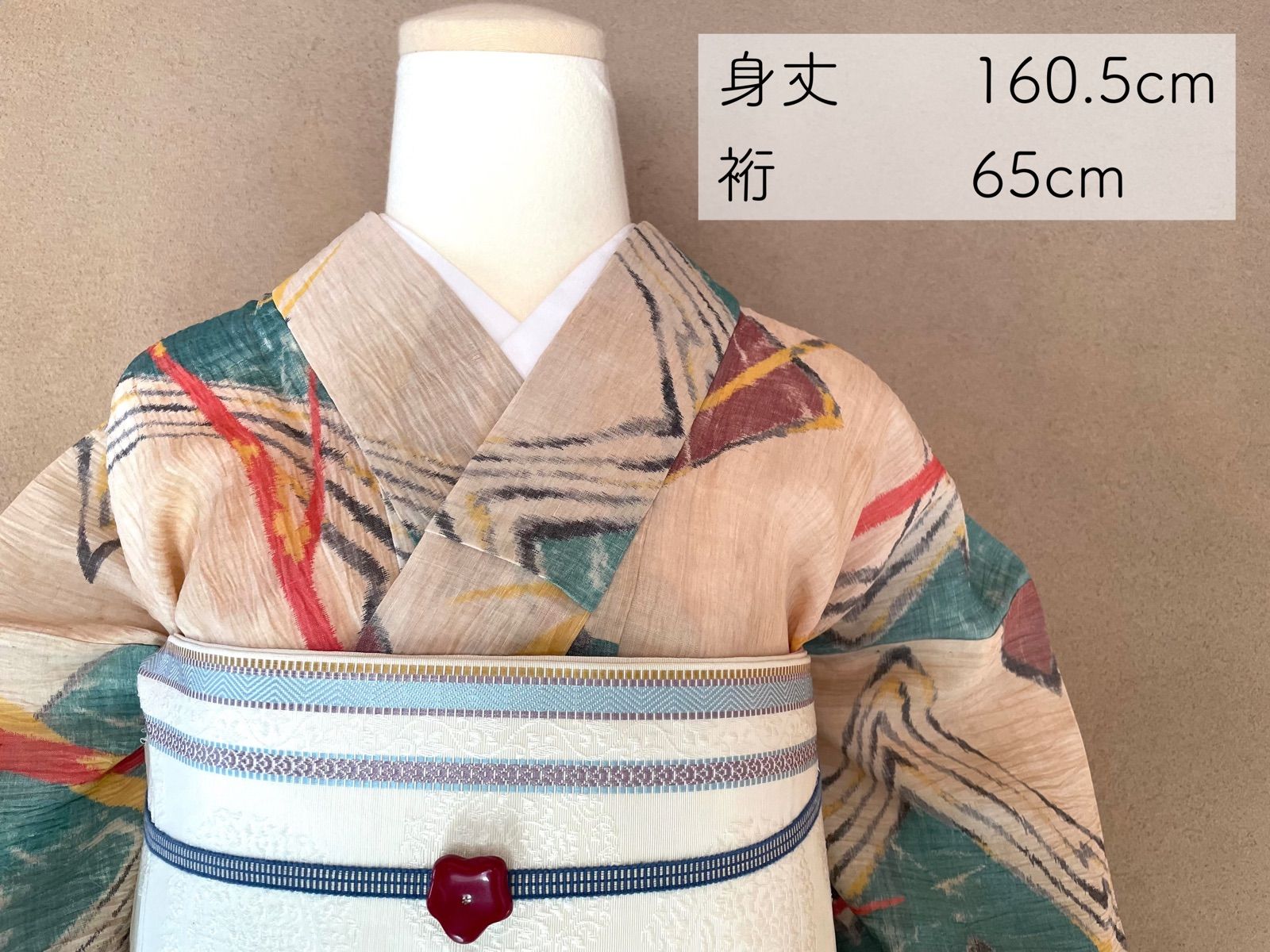 平和屋着物○ろうけつ染め作家 狩野嘉一郎 小紋 枝花文 暈し染め 正絹