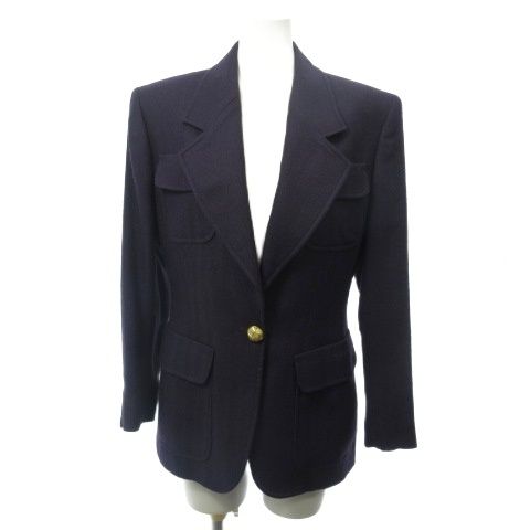 グッチ GUCCI テーラードジャケット ゴールド 釦 シングル パープル 紫