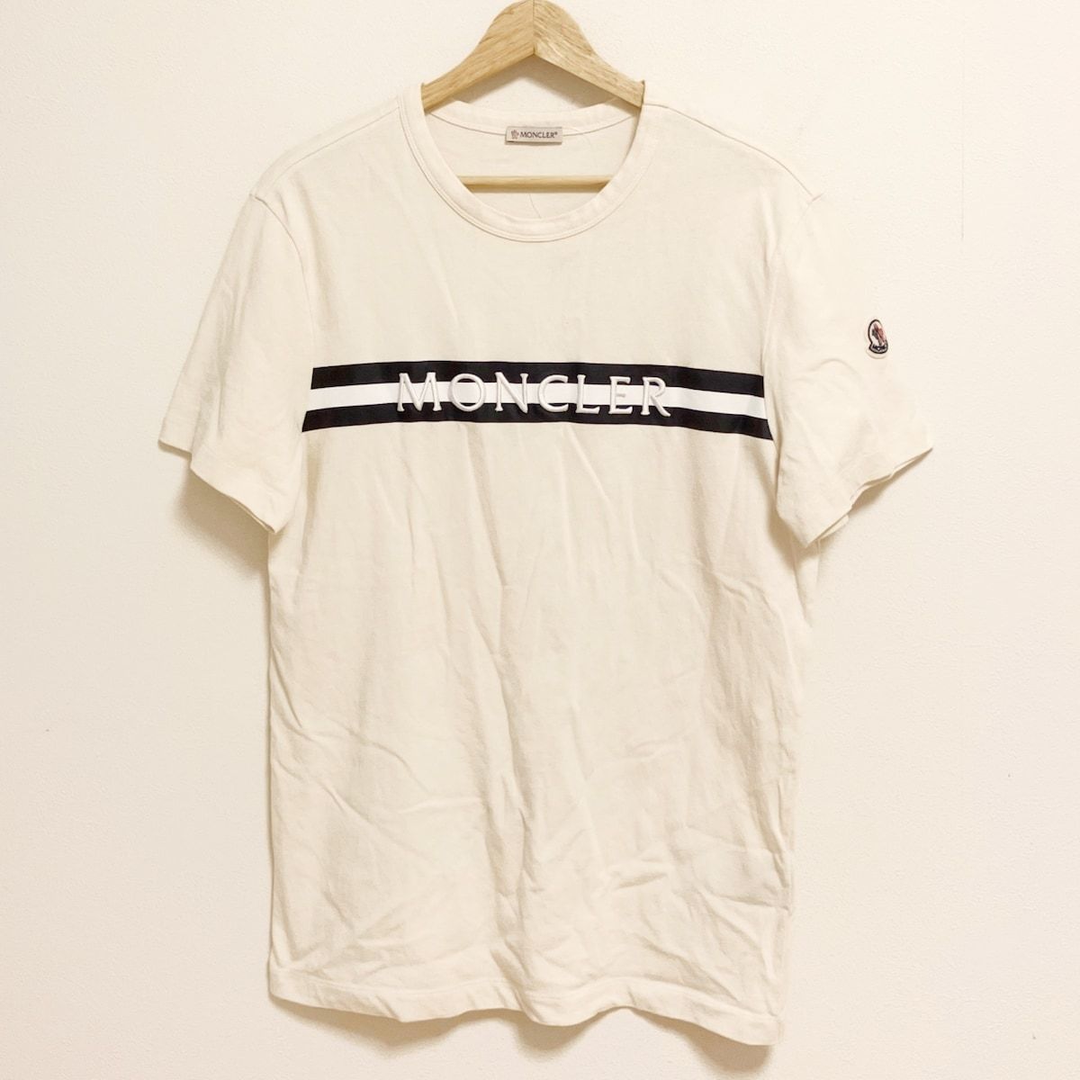 MONCLER(モンクレール) 半袖Tシャツ サイズM メンズ MAGLIA アイボリー ...