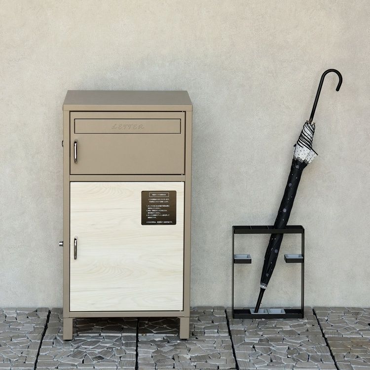 宅配BOX 郵便ポスト 宅配ボックス 一体型ポスト 北欧風 置き配 オシャレ 鍵付き 木目柄 防犯対策 ガルバナイズド処理 玄関設備