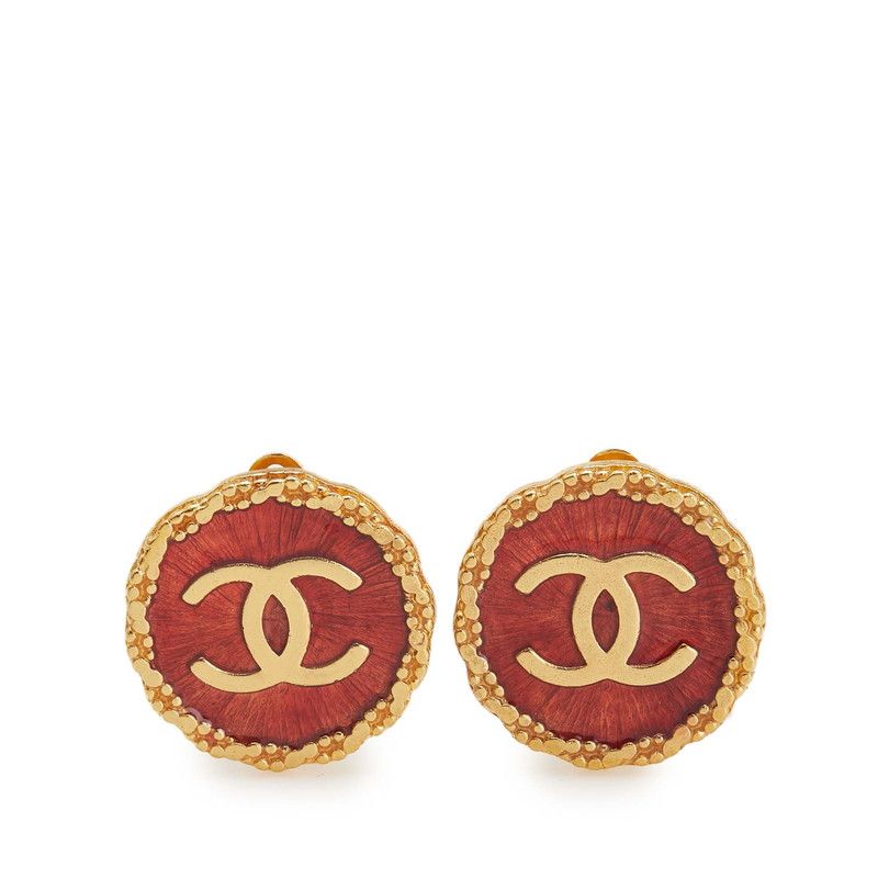 シャネル ヴィンテージ ココマーク ラウンド ゴールド オレンジ メッキ レディース CHANEL 228-33853