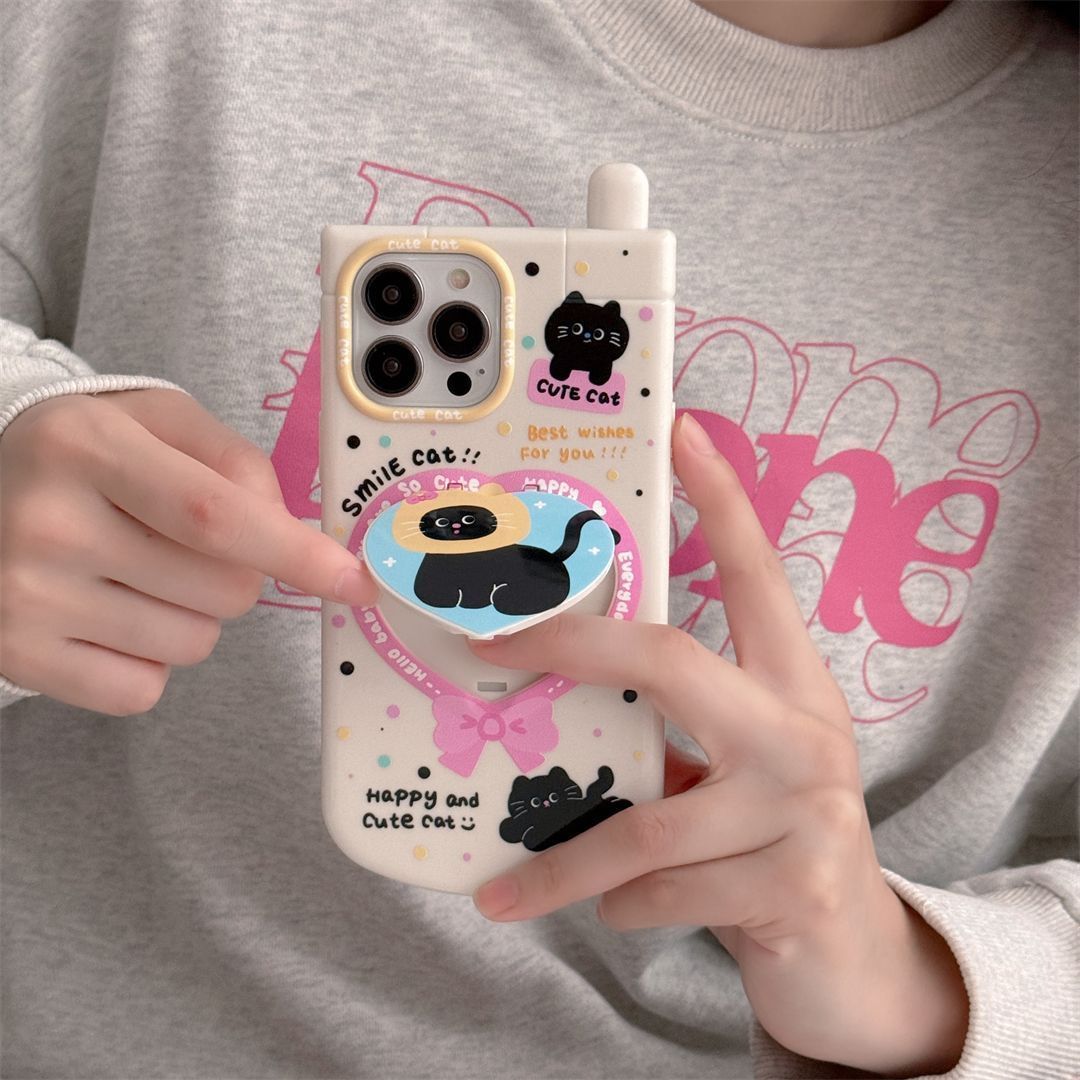 iphone15ケース かわいい黒猫 ストラップ付き iphone15proケース 横置きスタント機能 背面保護 四隅保護 耐衝撃 iphone14promaxケース iphone13proケース iphone12ケース iphone11ケース