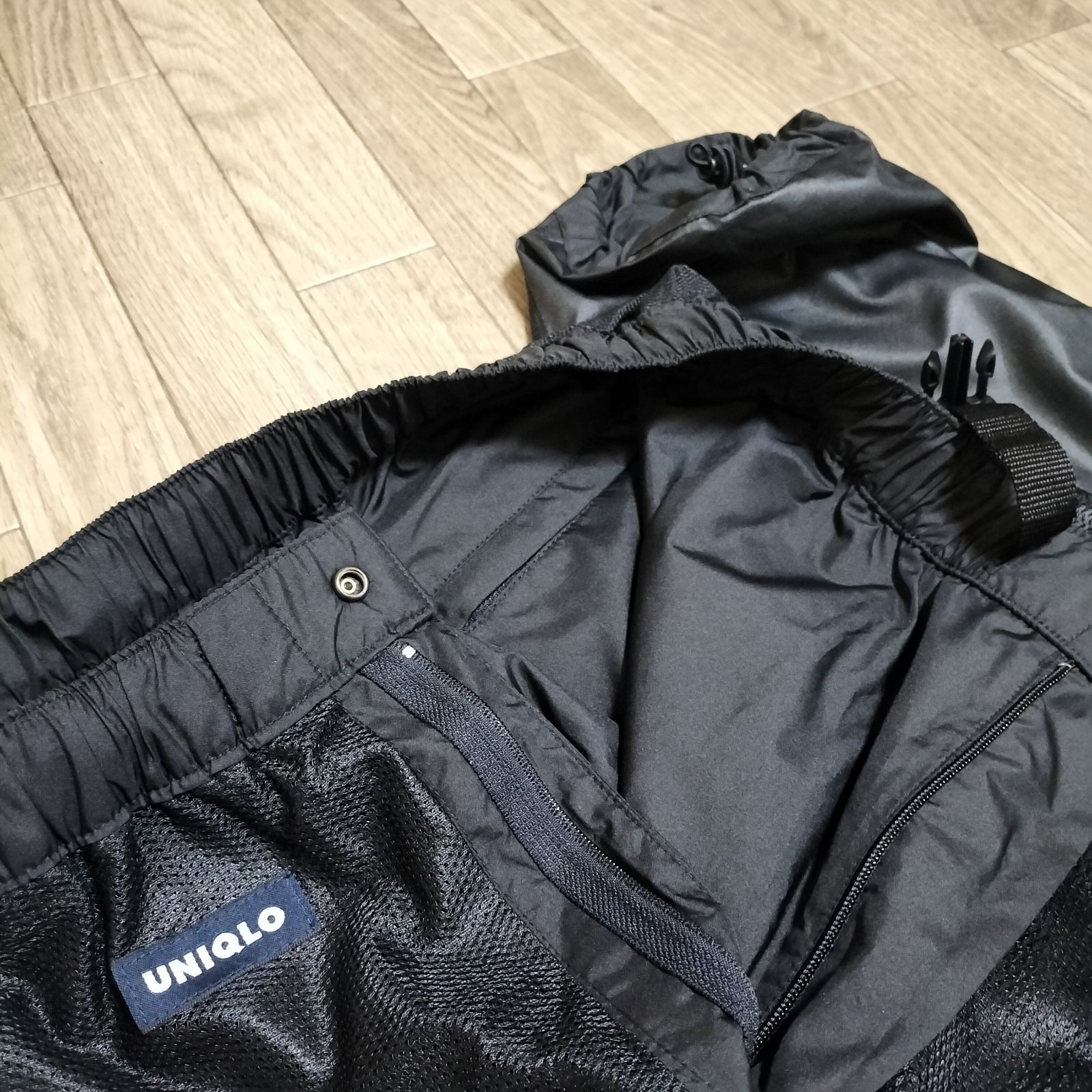 old UNIQLO tech nylon セットアップ Y2k ドローコード 綺麗☆90s OLD UNIQLO 紺タグ 旧タグ ナイロンパンツ ドロー
