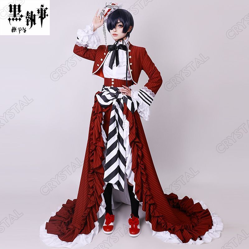 黒執事 コスプレ シエル ファントムハイヴ コスプレ衣装 人気 キャラクター 赤いドレス コスプレ用 イベント 仮装 舞台装 演出服 漫遊展 撮影用 観賞用 祭り 贈り物 誕生日 ハロウィン クリスマス