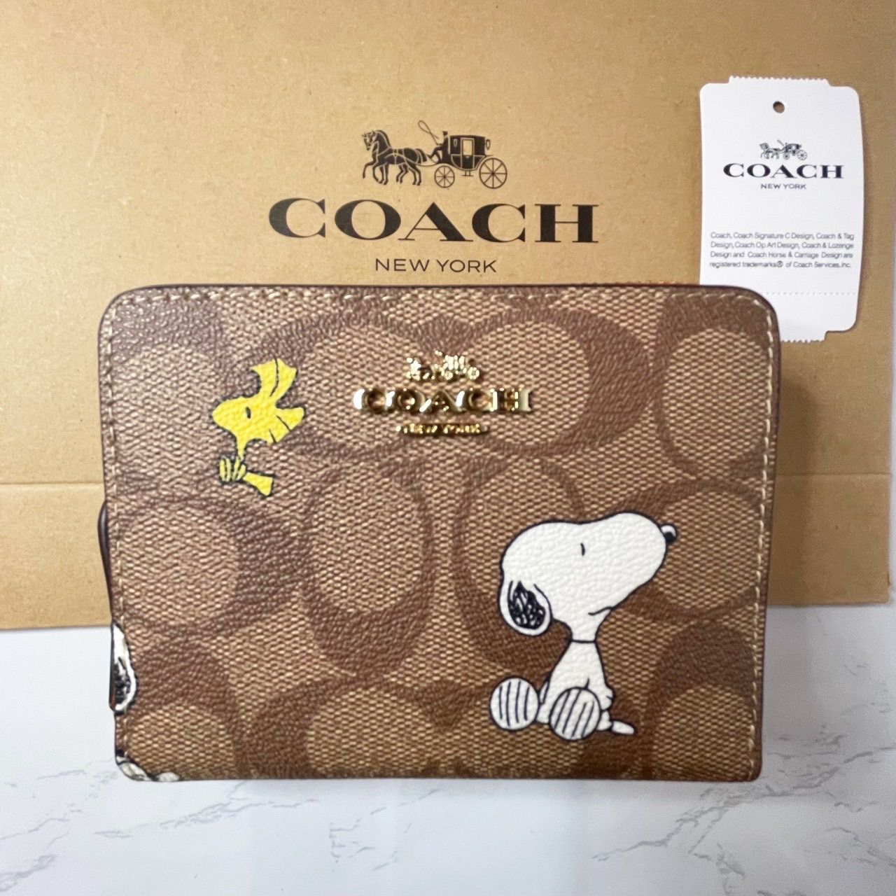 限定コラボ】 COACH×PEANUTS スヌーピーウッドストック ミニ財布