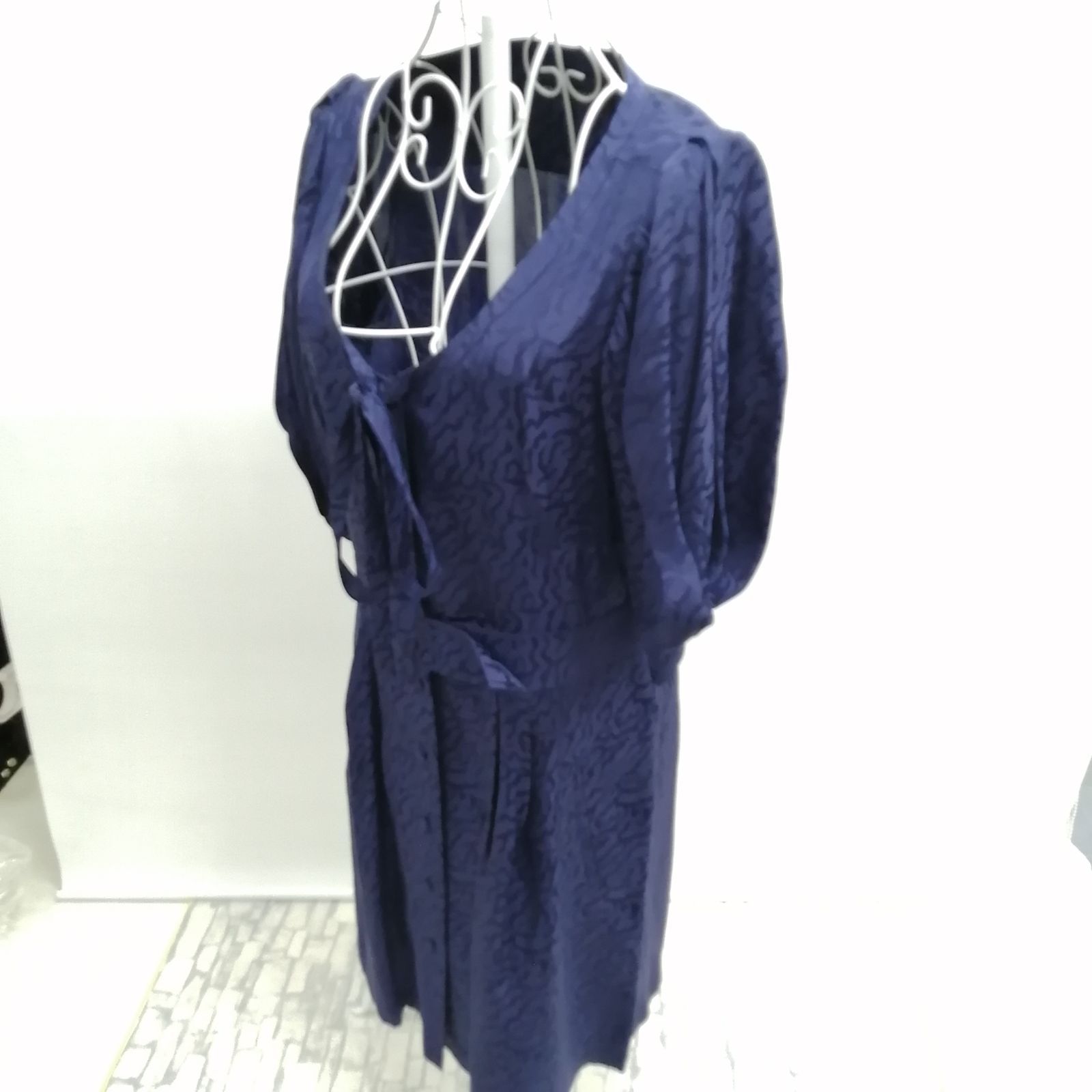 BALENCIAGA シルク ゼブラブルー ワンピース