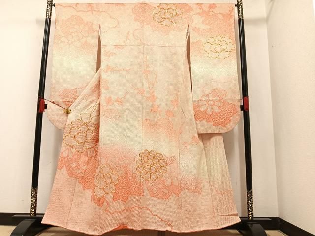平和屋着物●豪華振袖　駒刺繍　梅松文　金彩　正絹　逸品　AABH6901ph 平和屋着物○豪華振袖 駒刺繍 梅松文 金彩 正絹 逸品 AABH6901ph