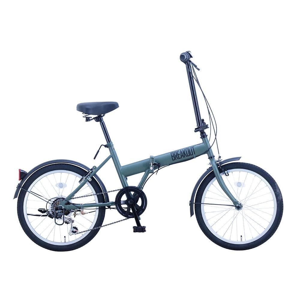 ブレイクアウト フォールディング 6スピードTYPE 自転車 大人 CYCLE 折りたたみ シマノ製外装6段変速 カギつき サカイサイクル SAKAI 20インチ BROF206 フラットオリーブ
