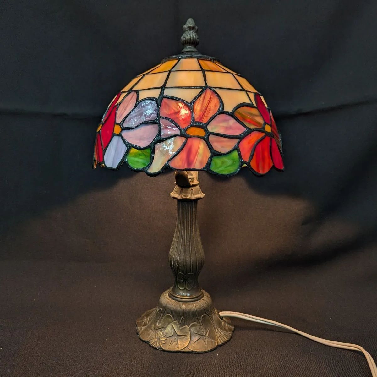 ! 外観良好 スタンドライト ランプ ステンドグラス アンティーク レトロ SUN LITE 間接照明