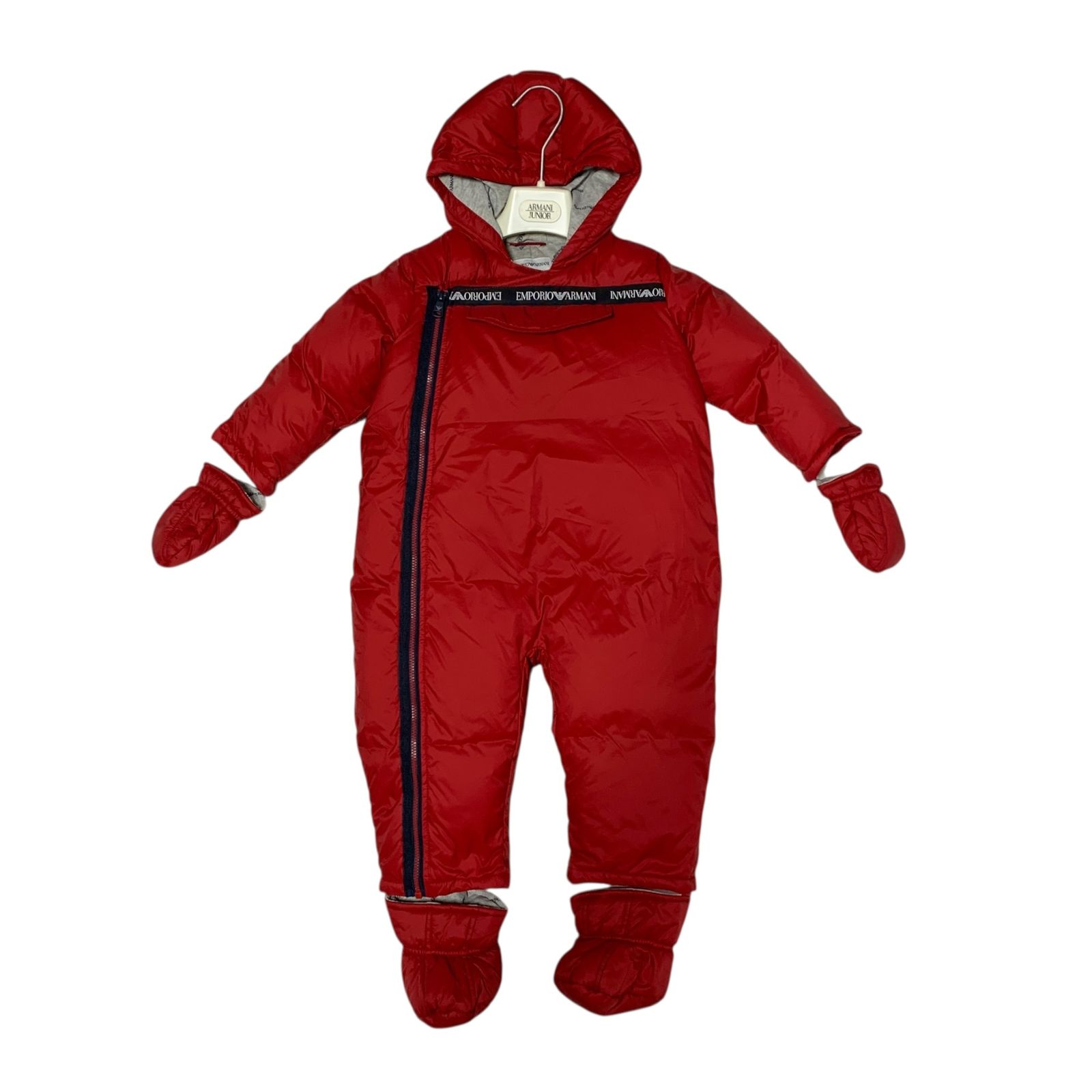 ◆♥品◆EMPORIO ARMANI エンポリオアルマーニ キッズ 6GHL03 1NUMZ レッド ダウン ロンパース 防寒ジャンプスーツ 12M|74CM V100461VR