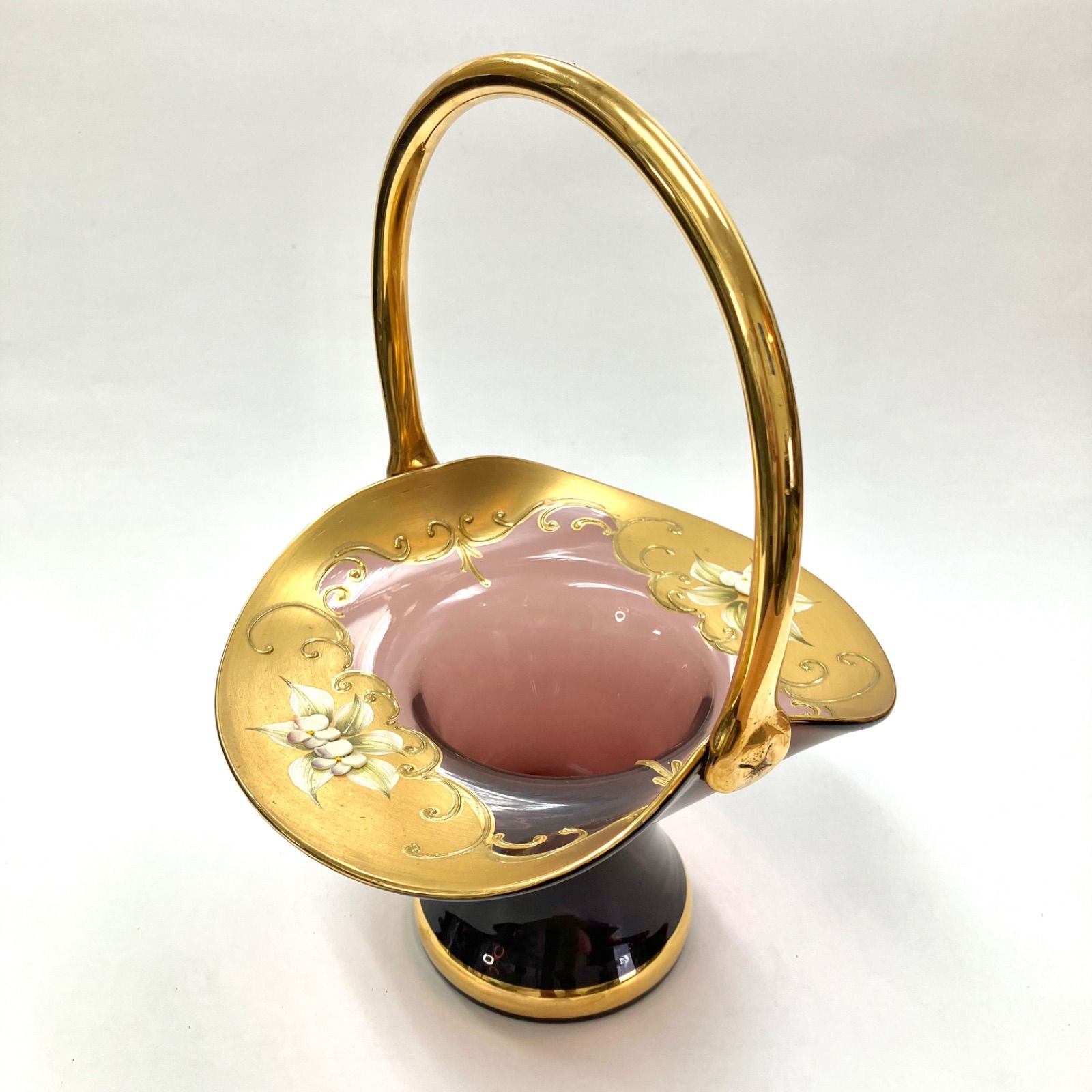 上美品⭐️ベネチアングラス-F】 『花器・バスケット』 ムラーノガラス