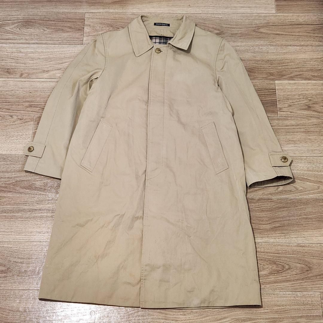 イヴサンローラン トレンチコート レディース 2XL ベージュ チェック