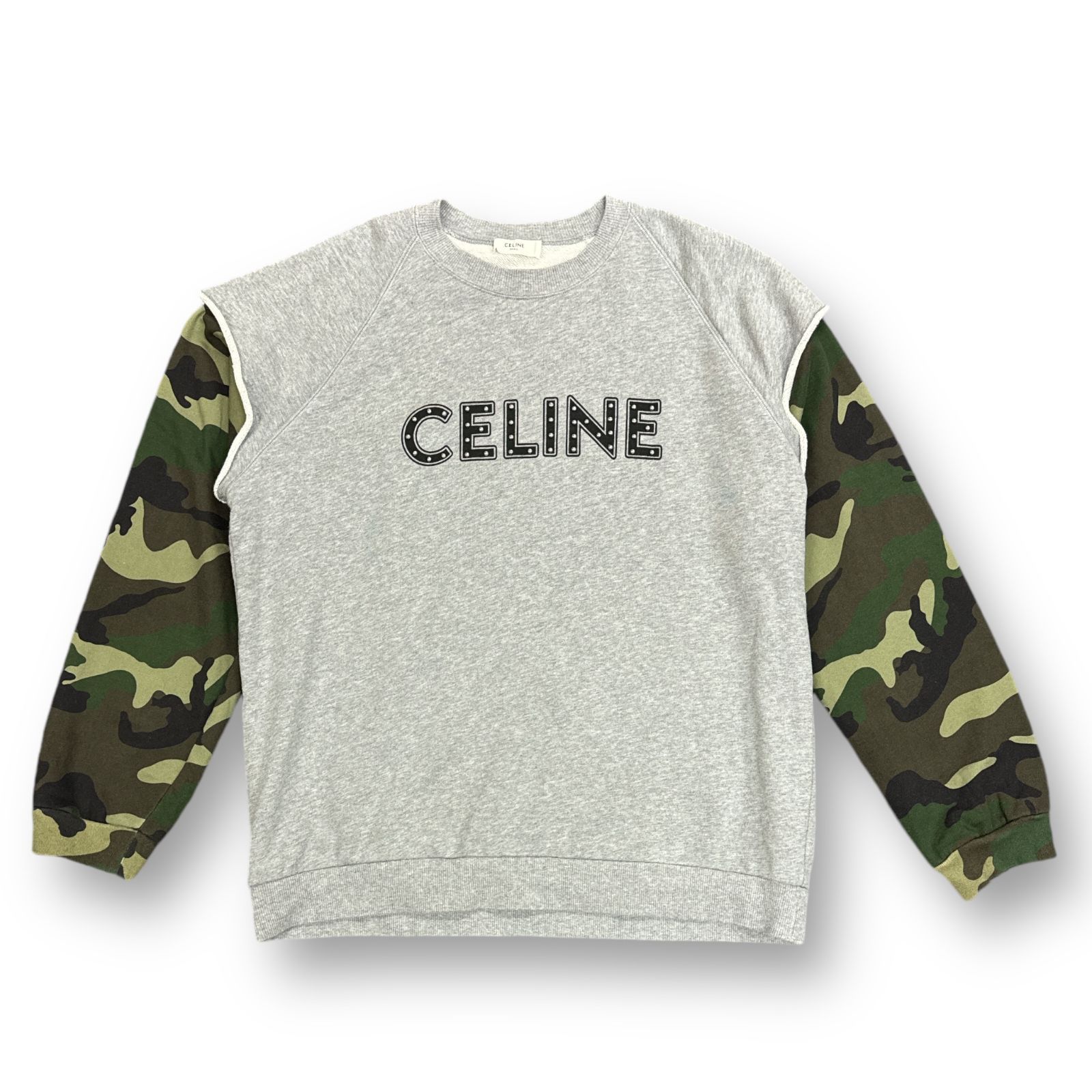 国内正規 CELINE Loose Sweatshirt  ルーズクルーネックスウェット トレーナー レイヤードスウェット セリーヌ 2Y340052H グレー XL 75832A6