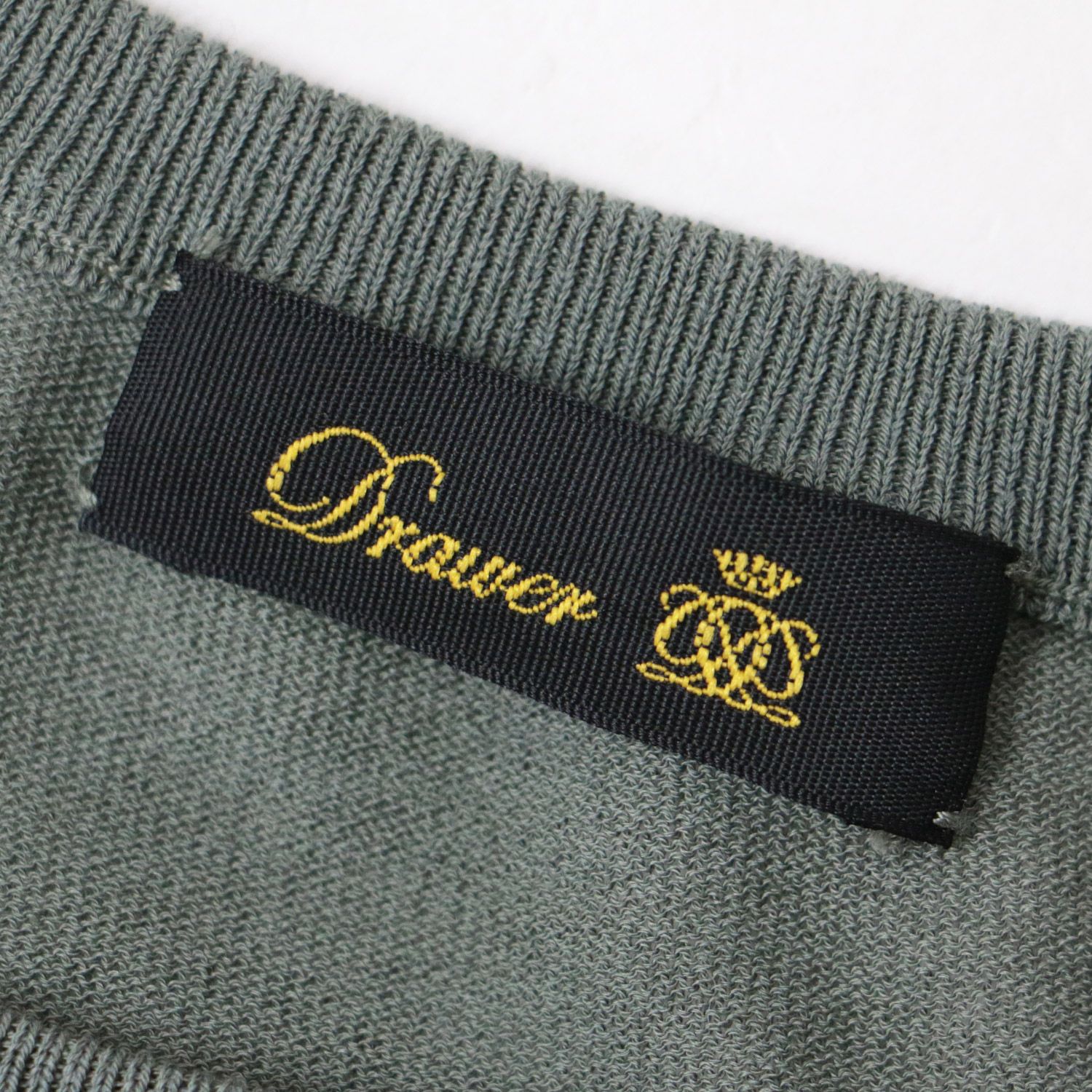DRAWER ドゥロワー コットン ニット トップス プルオーバー 五分袖 