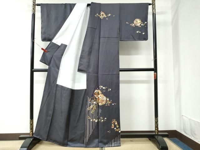 平和屋着物○上質な小紋 シャム猫 オウム 犬 梟 金彩 正絹 逸品 DAAU5785ps