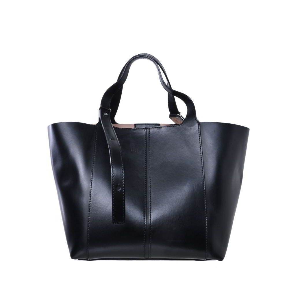 GIANNI CHIARINI ポーチ付き レザー ハンドバッグ - ブラック ジャンニ  