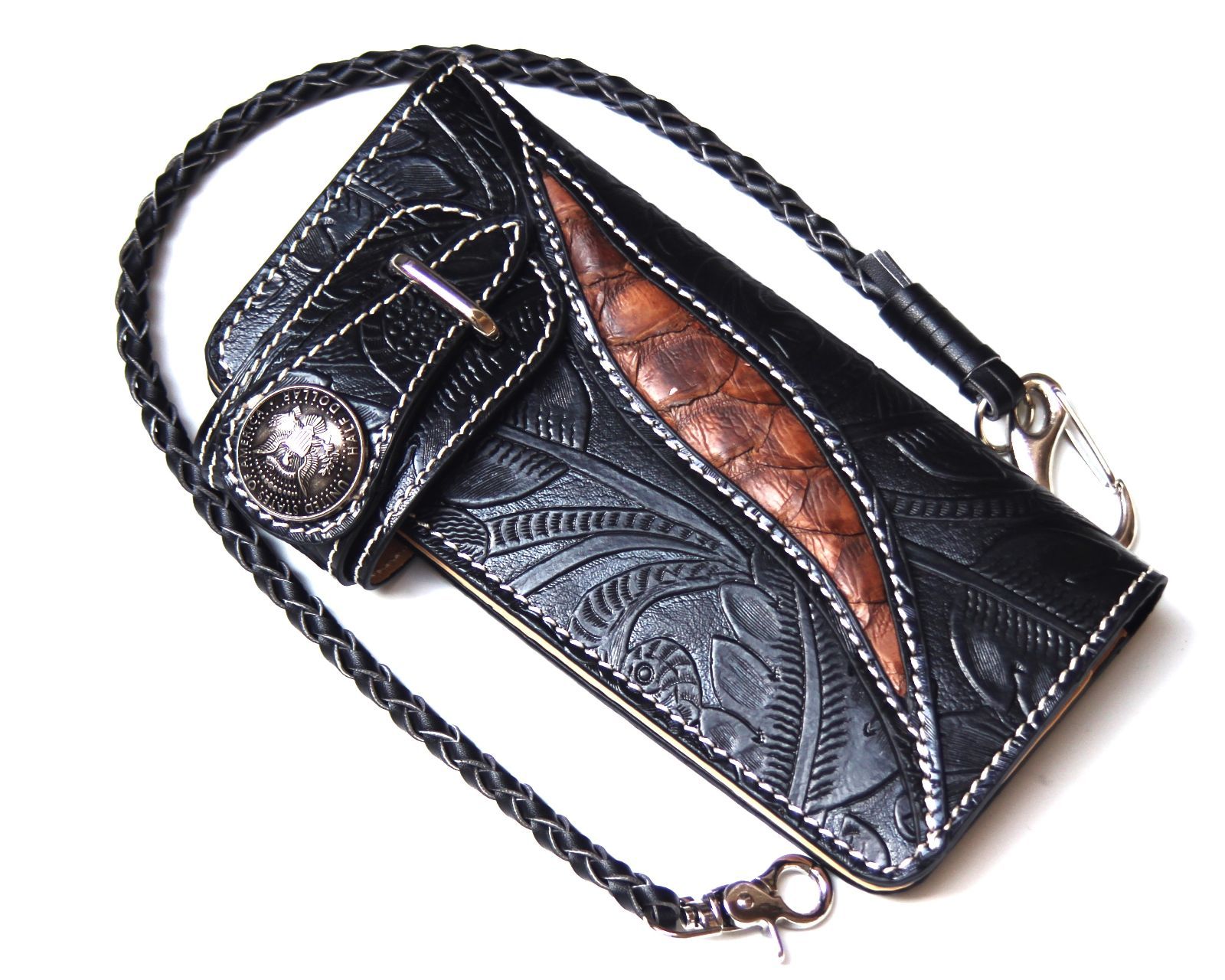 Red Desire 本パイソン×カウハイドバイカーズウォレット長財布5 すべて