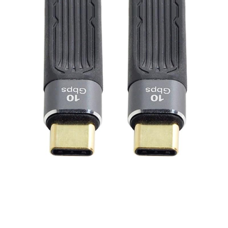 chenyang USB C ショートフラットケーブル USB 2.0 Type C デュアル 90度角度 PD 65W 高速充電データ延長ケーブル 75MM タイプCオスからタイプCオス10Gbps ブラック