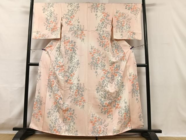 平和屋着物▽上質な小紋 単衣 霞縞 暈し染め 正絹 逸品