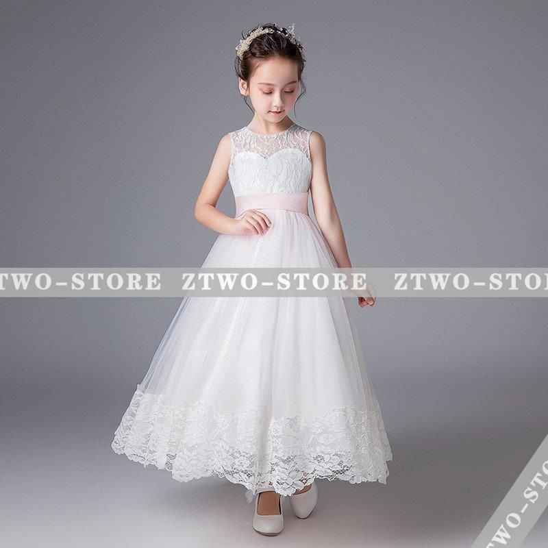 子供ドレス ピアノ発表会 ロング 結婚式 キッズ フォーマルドレス 子どもドレス ジュニアドレス 白xピンク 110 120 130 140 150 160 170 モデル 新品