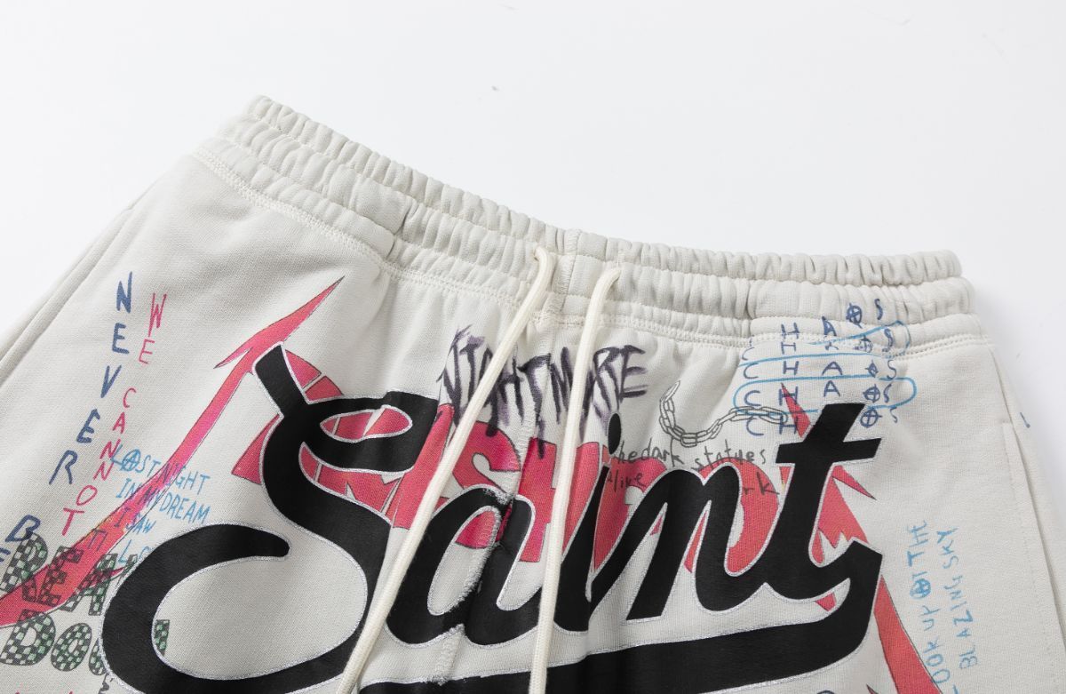 村上隆×セントマイケル グラフスウェットショーツ ヴィンテージ加工 落書き 村上隆×セントマイケル グラフスウェットショーツ ヴィンテージ