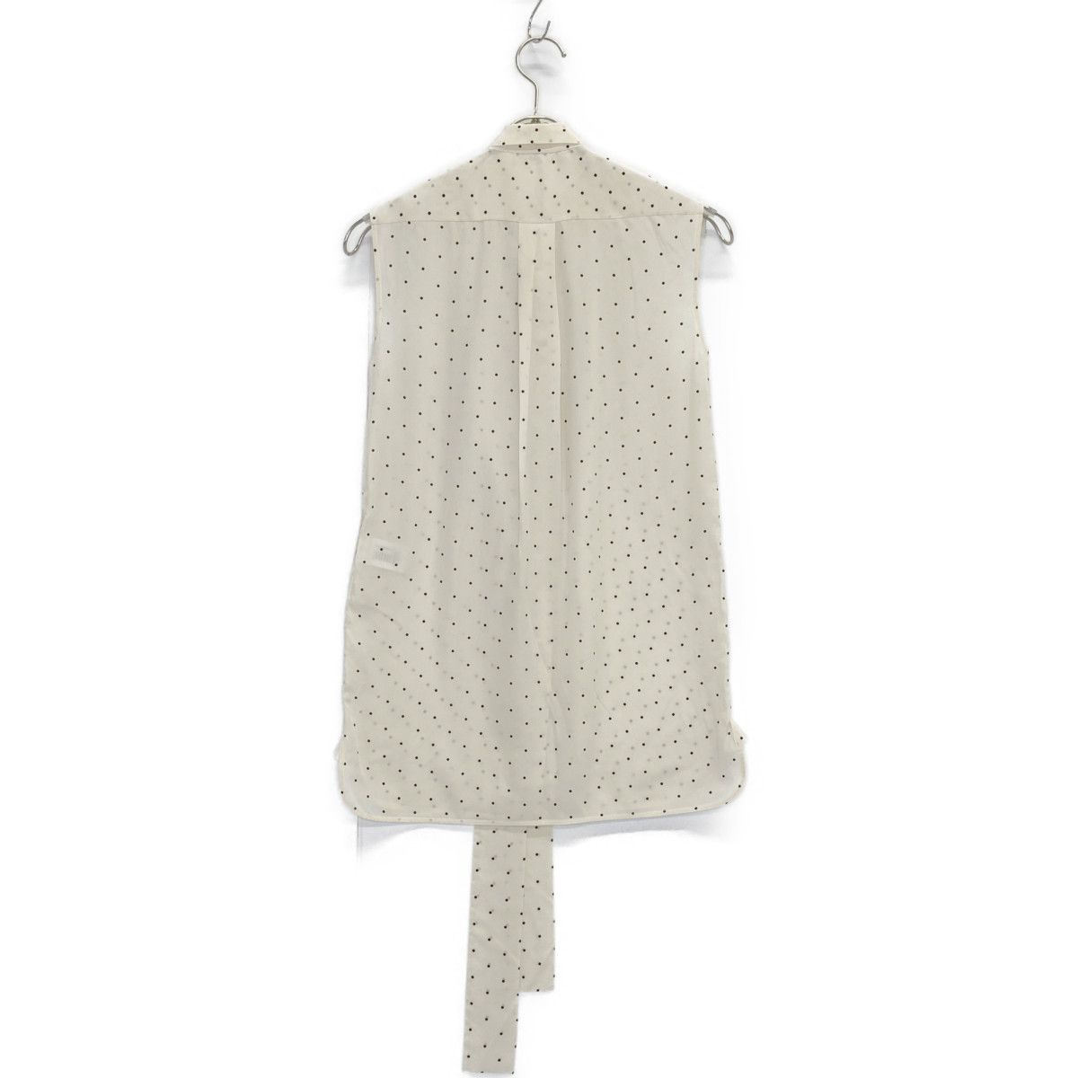 賞賛される CELINE セリーヌ フィービー期 2 0W55 5963 ホワイト×ブラック シルク ドット ノースリーブボウタイブラウス 34 大特価人気商品が入荷中！