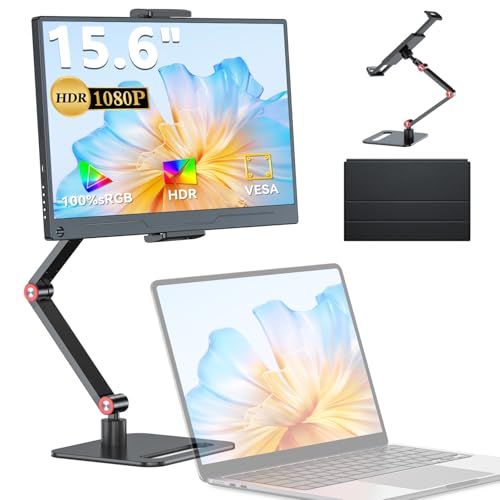 モバイルモニター 15.6インチ UPERFECT モバイルディスプレイ 卓上スタンド付き 1920*1080 広色域 HDR ゲーミングモニター ポータブルモニター IPS液晶パネル ブルーカット 薄型 軽量持ち運び ペンホールスタンド VESAmp