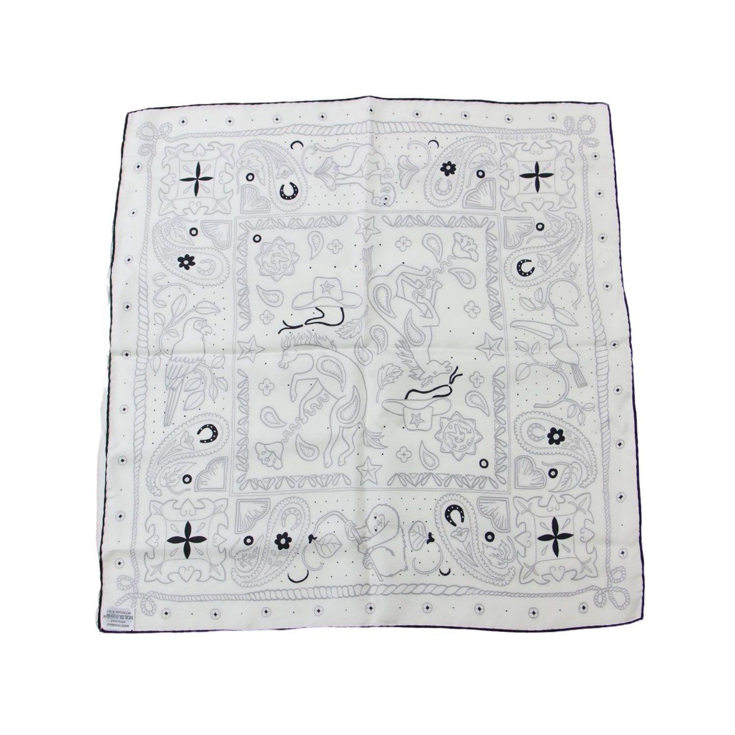 HERMES エルメス 24春夏 シルクバンダナ アニマル・バンダナ 河原