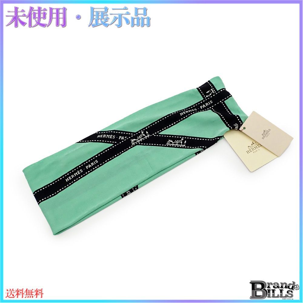 エルメス ボルデュック ヘアバンド レディース リボン柄 シルクジャージー ミントグリーン系 831719SC ♥品