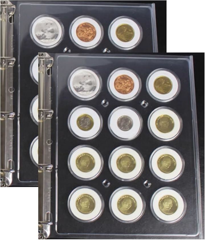 Thumbnail of Lunache ✦ Lunache Coin Album Refill Storage Pocket Sheet Collection Coin Storage Case Clear Pocket Additional Refill Commemorative Coin Compatible Double-Sided Clear Compatible with Commercial Binders (46mm x 12 pieces x 2 refills, 2 refills)