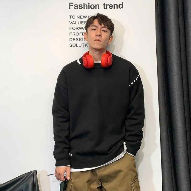 秋冬 コーデ メンズ 服 シンプル ファッション オシャレ 大人 かっこいい 大きいサイズ ストリート 紳士服 アメリカン カジュアル 無地 セーター インナー トップス
