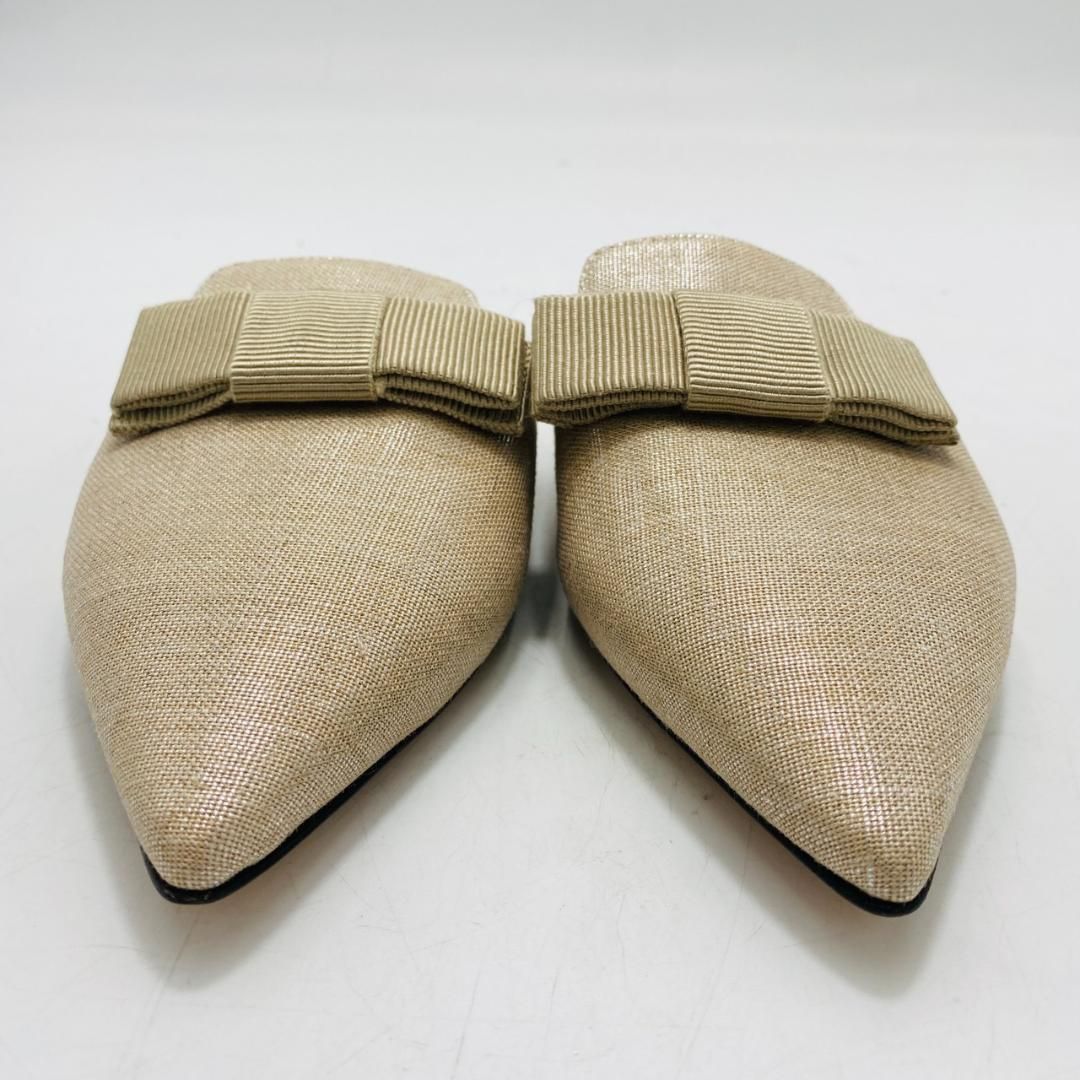 美品　JIMMY CHOO　ミュール　フラットサンダル　リボン　36　ベージュ 美品 JIMMY CHOO ミュール フラットサンダル リボン 36 ベージュ