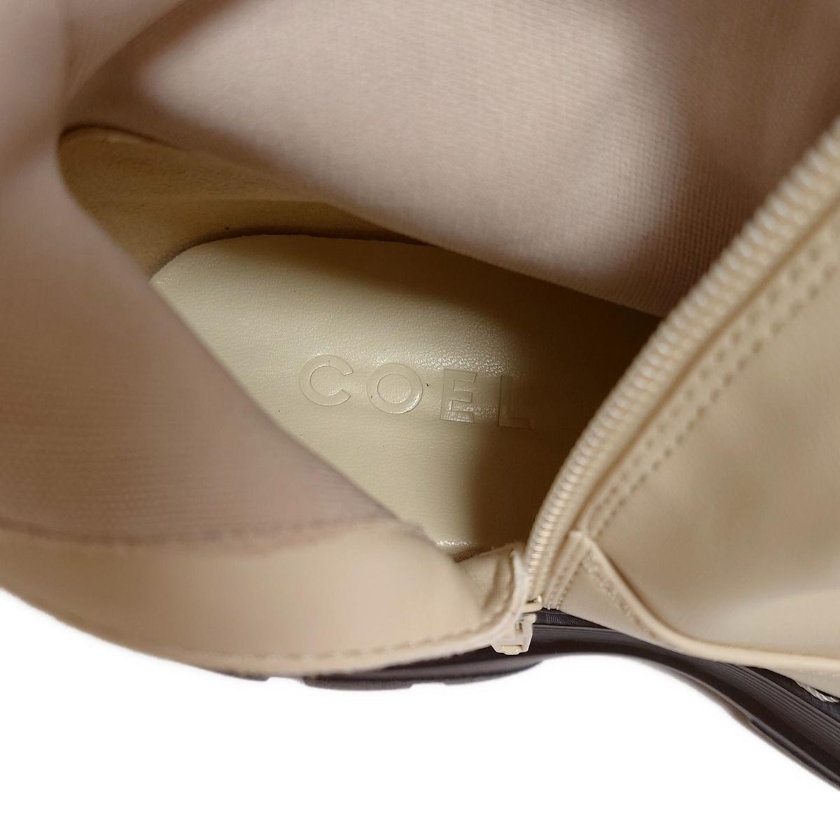  COEL コエル ロングブーツ レディース - アイボリー レザー ロングブーツ ブーツ