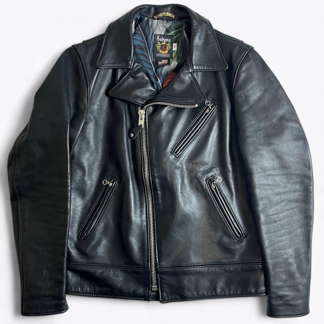Schott × stussy レザー ダブルライダース ブラック