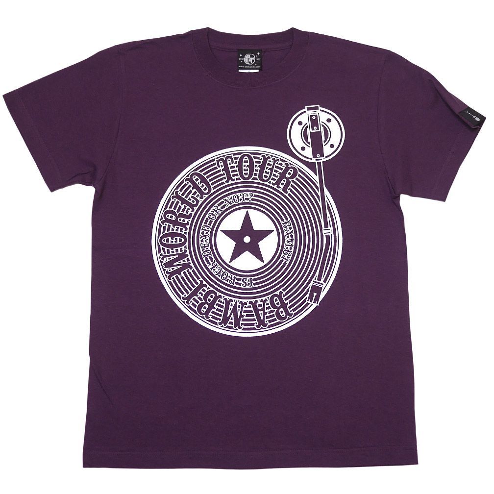 [新品]　Bambi World Tour Tシャツ (M.パープル) sp004tee-mpu -X- 半袖 紫色 ROCK ロックバンド ワールドツアー ライブ フェス ミュージック ターンテーブル レコードプレイヤー プリントTシャツ