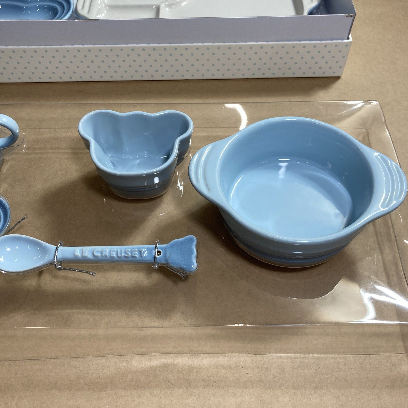 【未使用】ル・クルーゼ セット お食い初め 離乳食 ブルー 7点セット Le Creuset ル・クルーゼ お食い初め 食器セット 7点セット