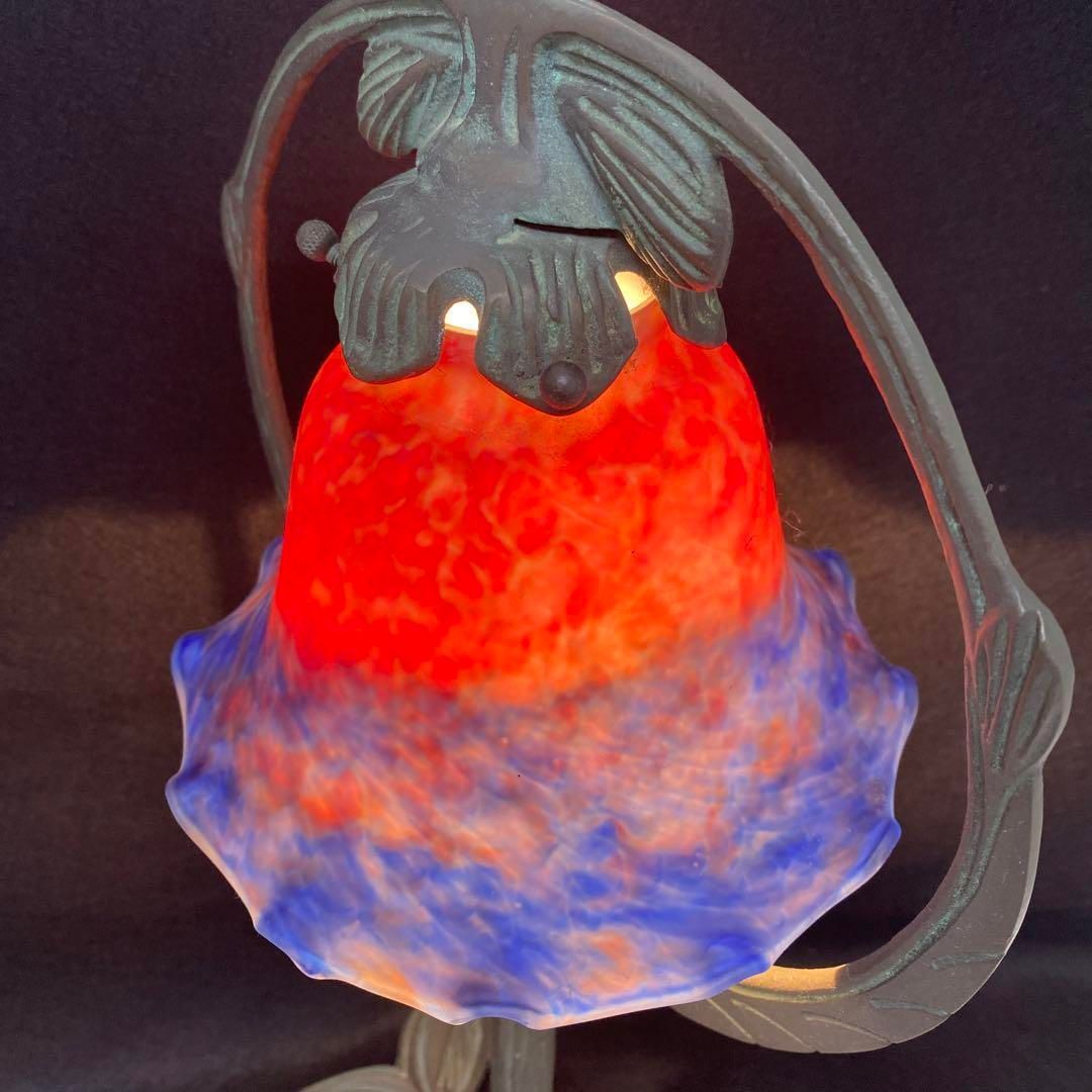 フランス異色溶かし込ガラスランプ 高さ45㎝