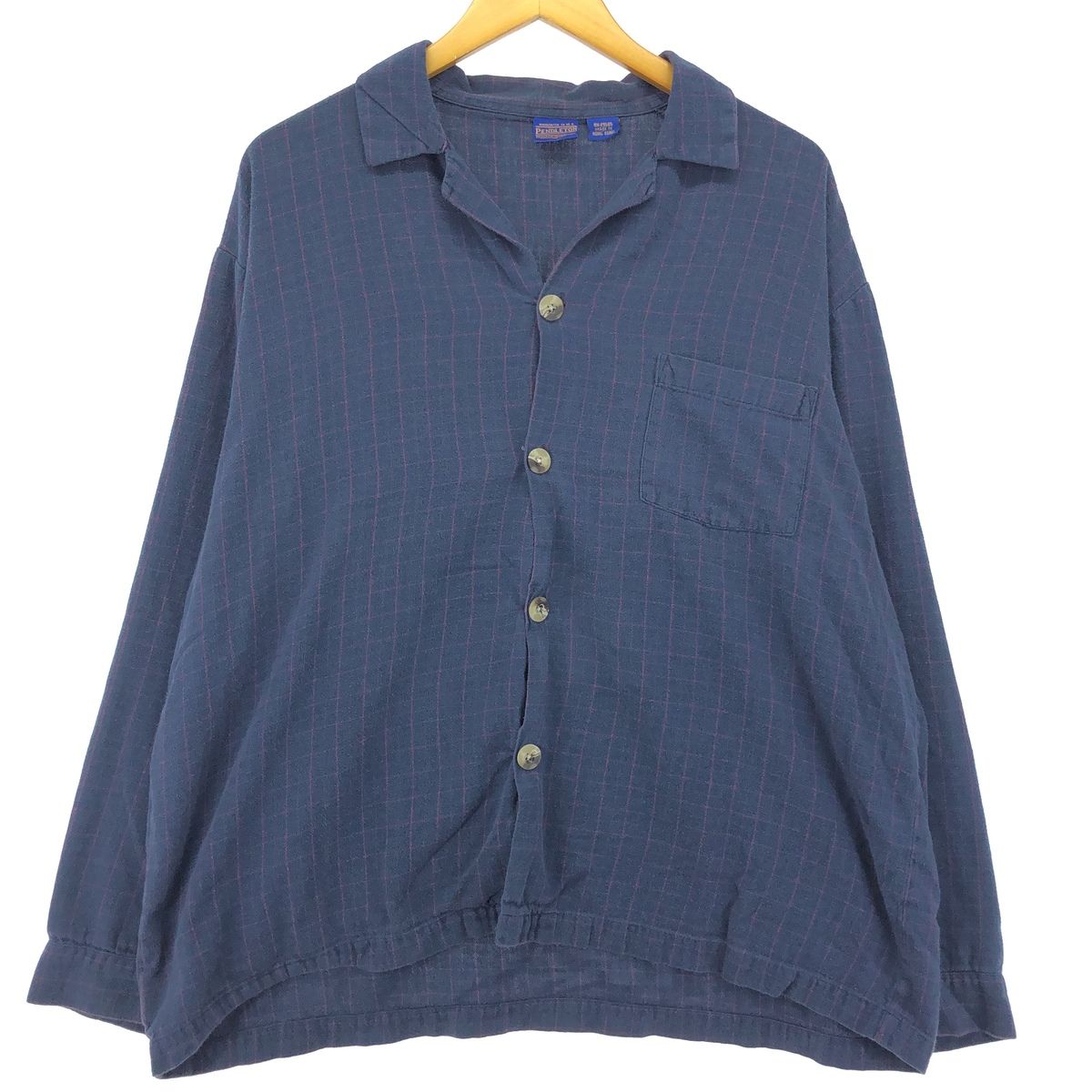古着 ペンドルトン PENDLETON オープンカラー 長袖 ライトネルチェックシャツ メンズL/eaa416271