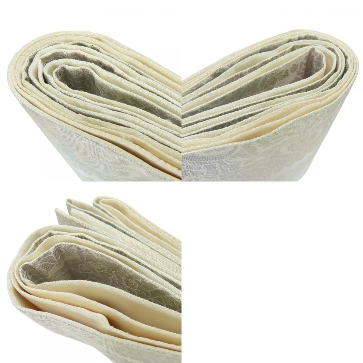 袋帯 亀甲更紗紋 やまと 正絹 金銀糸除く シルバー クリーム系 虹色 光沢 六通柄 フォーマル 和装 呉服 和服 きもの レディース 女性