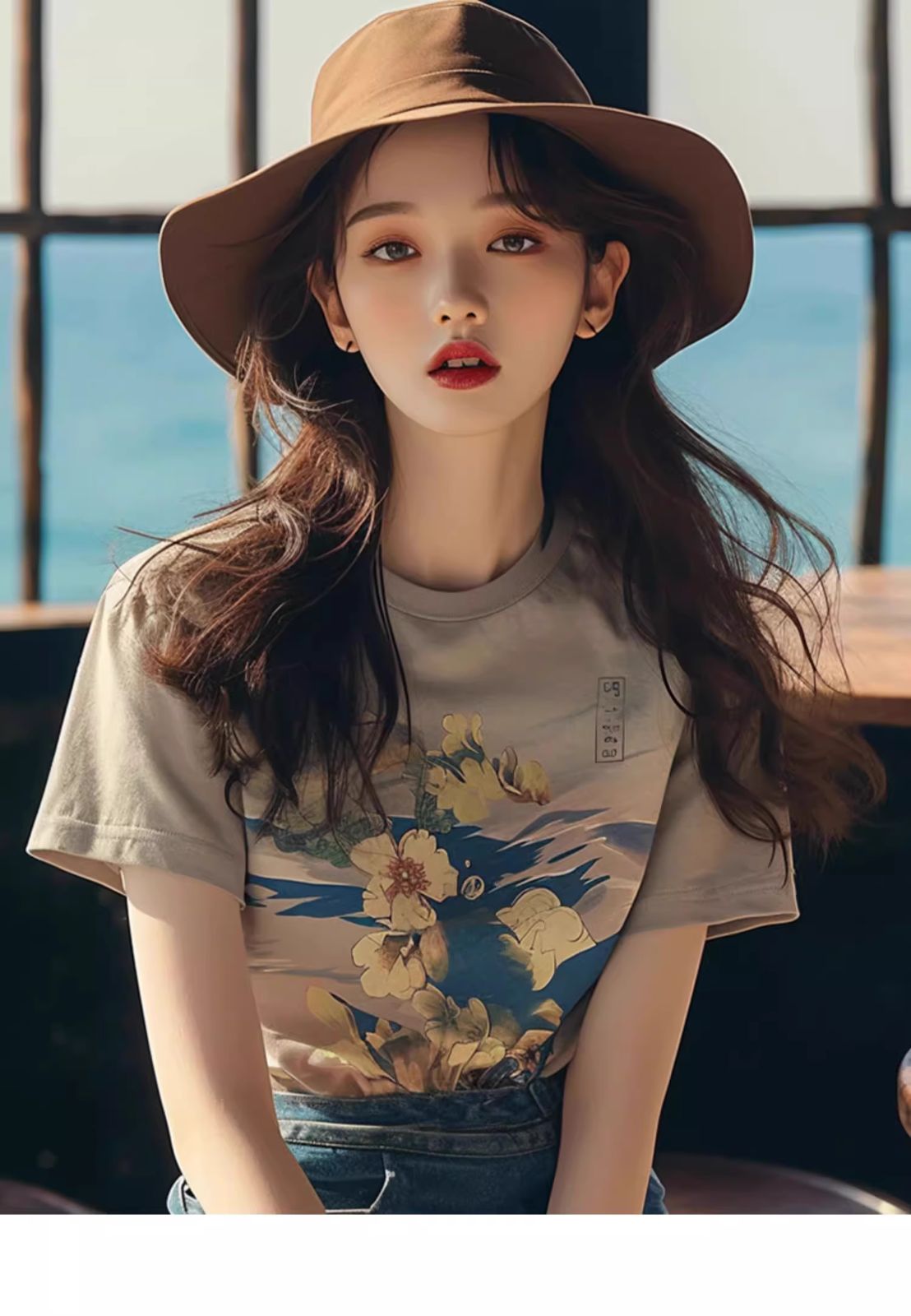 韓国のおしゃれな半袖tシャツ女性です