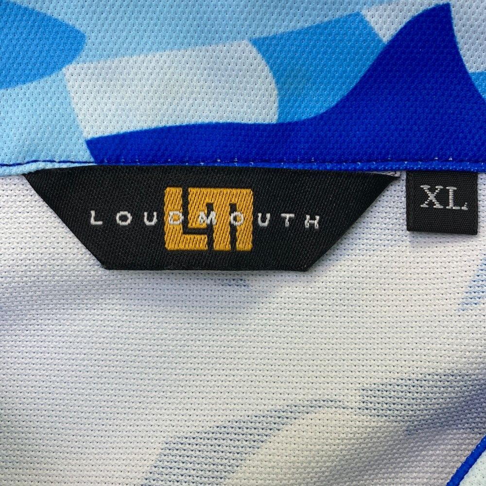 サイズ：XL LOUD MOUTH ラウドマウス  半袖ポロシャツ シャーカモ ブルー系 [240101439239] ゴルフウェア メンズ ストスト サイズ：XL LOUD MOUTH ラウドマウス 半袖ポロシャツ シャーカモ