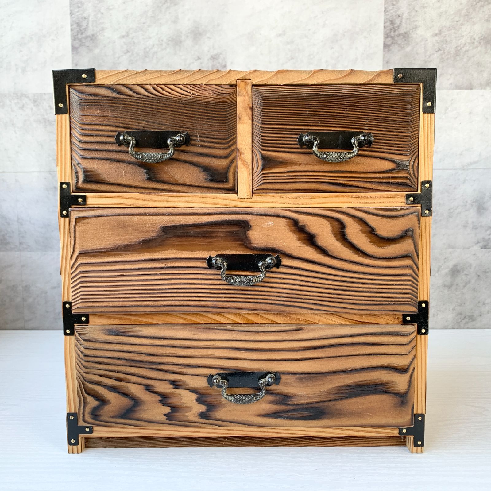 和風木製タンス 3引き出し付き 和風木製タンス 3段引き出し付き茶箪笥