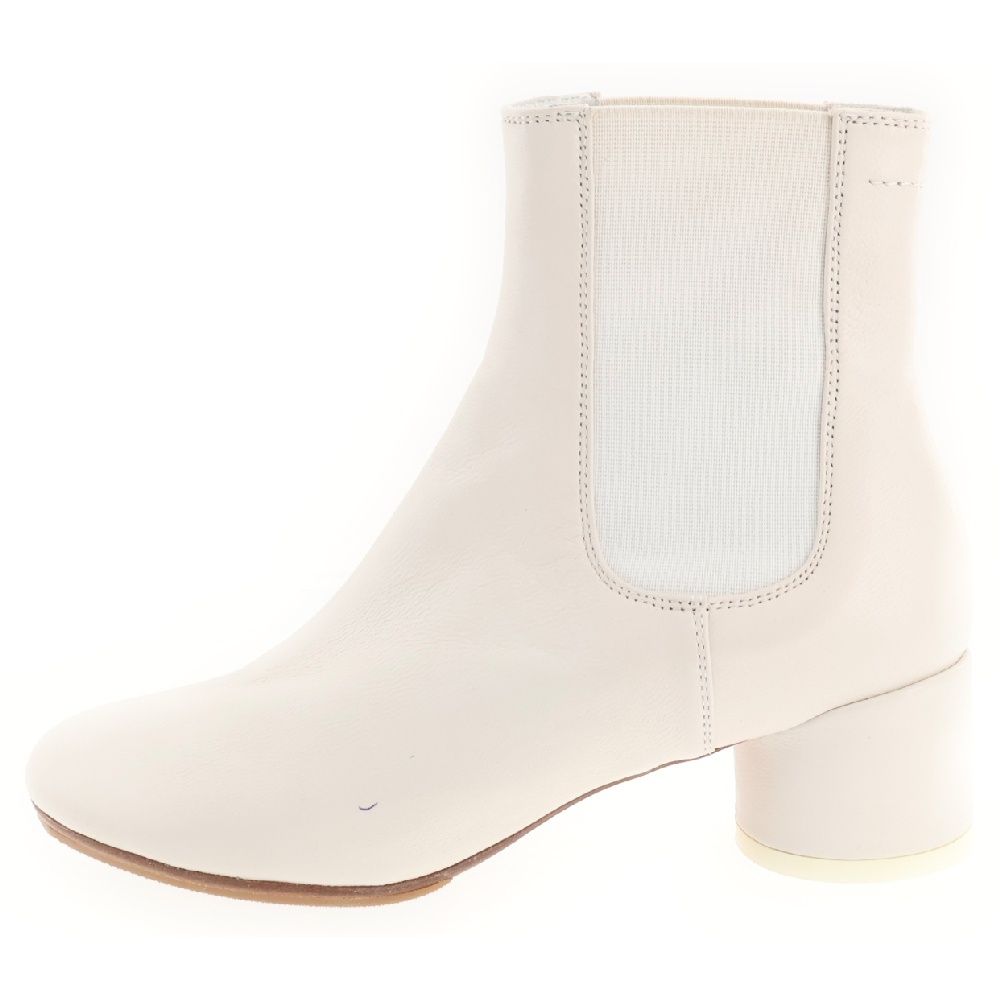 MM6 Maison Margiela (エムエムシックスメゾンマルジェラ) 20AW サイドゴア レザーショート ヒールブーツ ホワイト S59WU0104 レディース